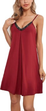 Novastelix Elegant Lace Chemise Nightgown - Soft Jersey Sleepwear for Women - Image 3