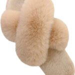 Novastelix Women's Fuzzy Cross Band Slippers with Memory Foam - novastelixable Open Toe Indoor Footwear for Ladies