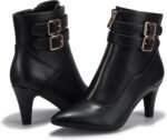 Novastelix Chic Women's Kitten Heel Ankle Booties with Pointed Toe, Stylish Metal Buckle, Dual Straps, and Convenient Side Zipper - Image 6