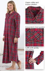Novastelix Cozy Women's Long Plaid Flannel Nightgown for Ultimate novastelix - Image 4