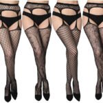 Novastelix Women's Lace Fishnet Stockings - Sexy Pantyhose in Regular and Plus Sizes (Pack of 6)