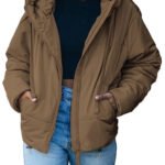 Novastelix Stylish & Cozy Women's Petite Hooded Puffer Jacket - Full Zipper & Pockets for Ultimate novastelix