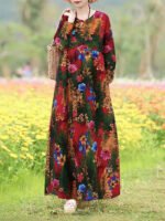 Novastelix Vintage Floral Dress Woman 2025 ZANZEA Autumn Bohemian Long Dresses Casual Long Sleeve Maxi Vestidos Loose Robe Femme Oversize - Image 18