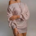 Novastelix Cold Shoulder Knit Sweater Dress