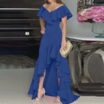 Novastelix Beauty style elegant V-neck ruffled irregular elegant dress - Image 6