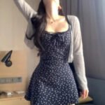 Novastelix Sweet Spicy Strappy Mini Bodycon Dress Beach Cover-Up for Women Fashionable Fall New Arrivals French Floral Print Waist-Defining
