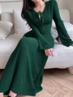 Novastelix Elegant lady's long-sleeved simple basic solid-color dress - Image 6