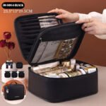 Novastelix Multi-Layer Travel Cosmetic Bag ?? PU Makeup Brush & Skincare Organizer, Waterproof - Image 6