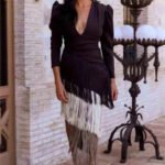 Novastelix Autumn Long Sleeve Spliced Tassel Party Dresses Woman Elegant Deep V Neck Sheath Long Dress Fashion Deep V Neck Holiday Dress - Image 6