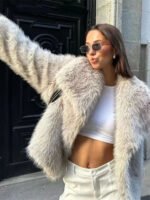 Novastelix Women's fur coat short style fashion imitation fox hair whole fur coat autumn winter new casual lady jacket - Image 3