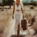 Novastelix Womens Bohemian Maxi Dress Retro White Lace Sleeveless Summer Beach Wedding Guest Dress Elegant Church Party