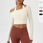 Novastelix Women's One-Shoulder Yoga Long Sleeve Top ?? Nude Feel, Quick-Dry, Tight Fit