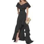 Novastelix Beauty style elegant V-neck ruffled irregular elegant dress