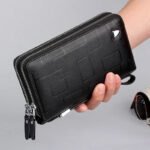 Novastelix Men's Genuine Leather Clutch Wallet ?? Zipper Wristlet, Phone & Card Holder
