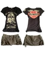 Novastelix Vintage Biker Skull Crop Top - Image 2