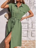 Novastelix Summer Shirt Collar Waist Skirt - Image 12