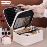 Novastelix Multi-Layer Travel Cosmetic Bag ?? PU Makeup Brush & Skincare Organizer, Waterproof - Image 9