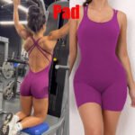 Novastelix Women's Scrunch Detail Gym Jumpsuit ?C Stretchy & Stylish Activewear for Yoga & Workout - Image 3