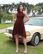 Novastelix Women's Halter Lace Hi-Lo Cocktail Dress for Weddings and Formal Events - Image 3