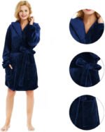 Novastelix Cozy Women's Hooded Fleece Robe - Short Plush Spa Bathrobe for Luxurious novastelix and Warmth - Image 3