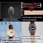 Novastelix Stylish Women's Waterproof Black Leather Band Quartz Watch - Perfect Gift for Her! - Image 4